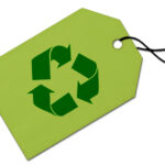 Green tag with recycling symbol