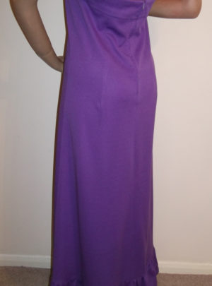 1970s purple maxi dress - back view