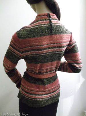 1970s striped jumper with belt on mannequin - back view