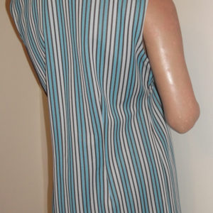 1970s blue striped top on mannequin Crimplene - back view