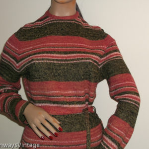 1970s striped jumper with belt on mannequin - front top