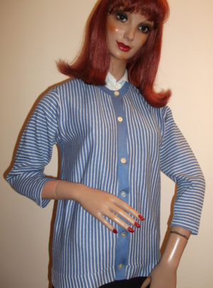 1950s blue striped cardigan