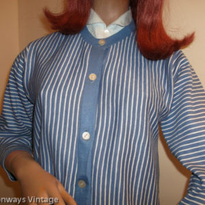 1950s blue striped cardigan - front