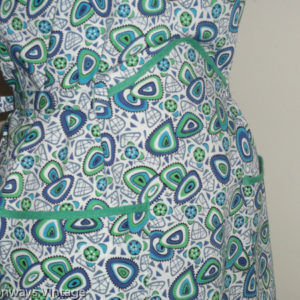 1960s blue green fun patterned apron