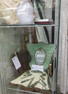 Green 1930s nail kit and handbags