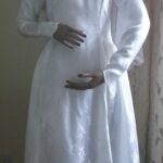 Front view of the wedding dress modelled by Kitty the mannequin