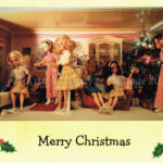 Six Lovely Lively Sindy dolls are listening to records in their Christmas decorated living room
