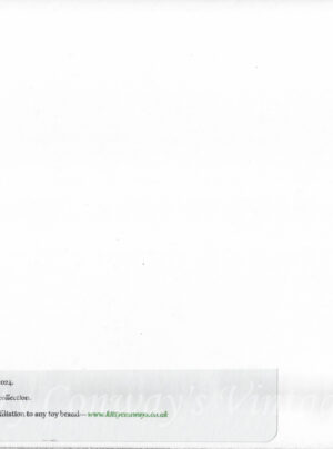 Reverse of Sindy postcard. Blank apart from a copyright sticker